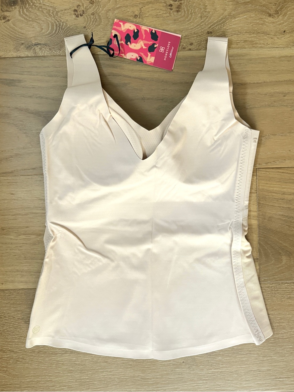 NWT Honeylove LiftWear Smoothing Tank Built-In Bra Shapewear Beige Snatched Med - Picture 4 of 16